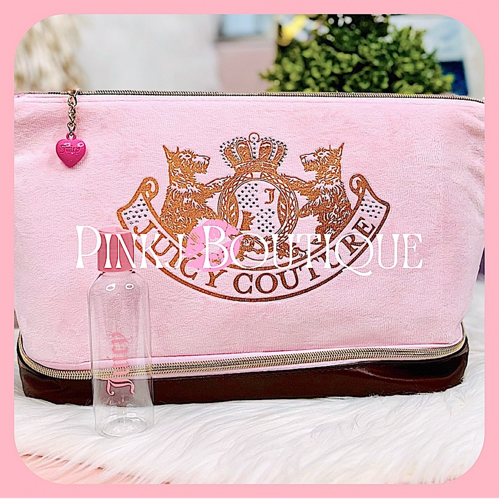 💗💄{Juicy Couture} Beautiful Pink Signature Scotties Bling Wedge Makeup Bag!
